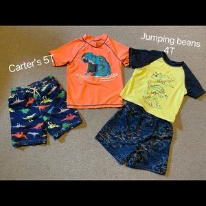 Boys 4T 5T Very New Swim suits 2 Sets Carter’s Jumping beans